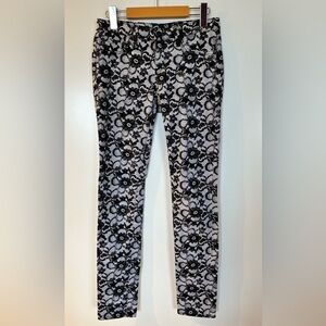 AG Adriano Goldschmied The Legging Super Skinny Lace Print Pants Size 27R
